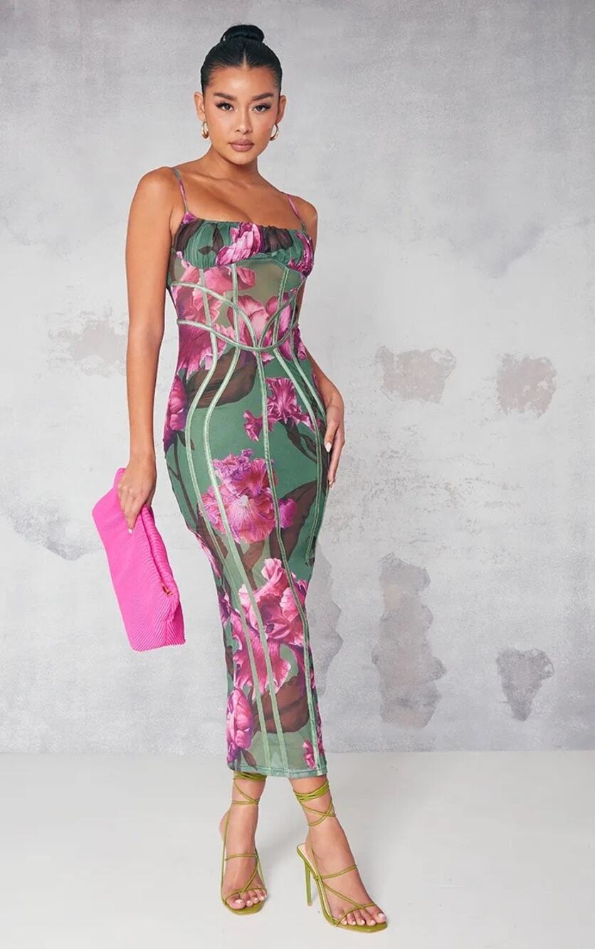 Floral Bodycon Midi Dress